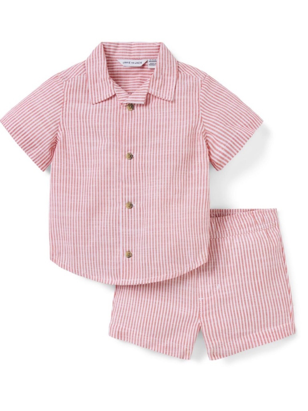 Janie and Jack Red and White Striped Cabana Top & Shorts Set